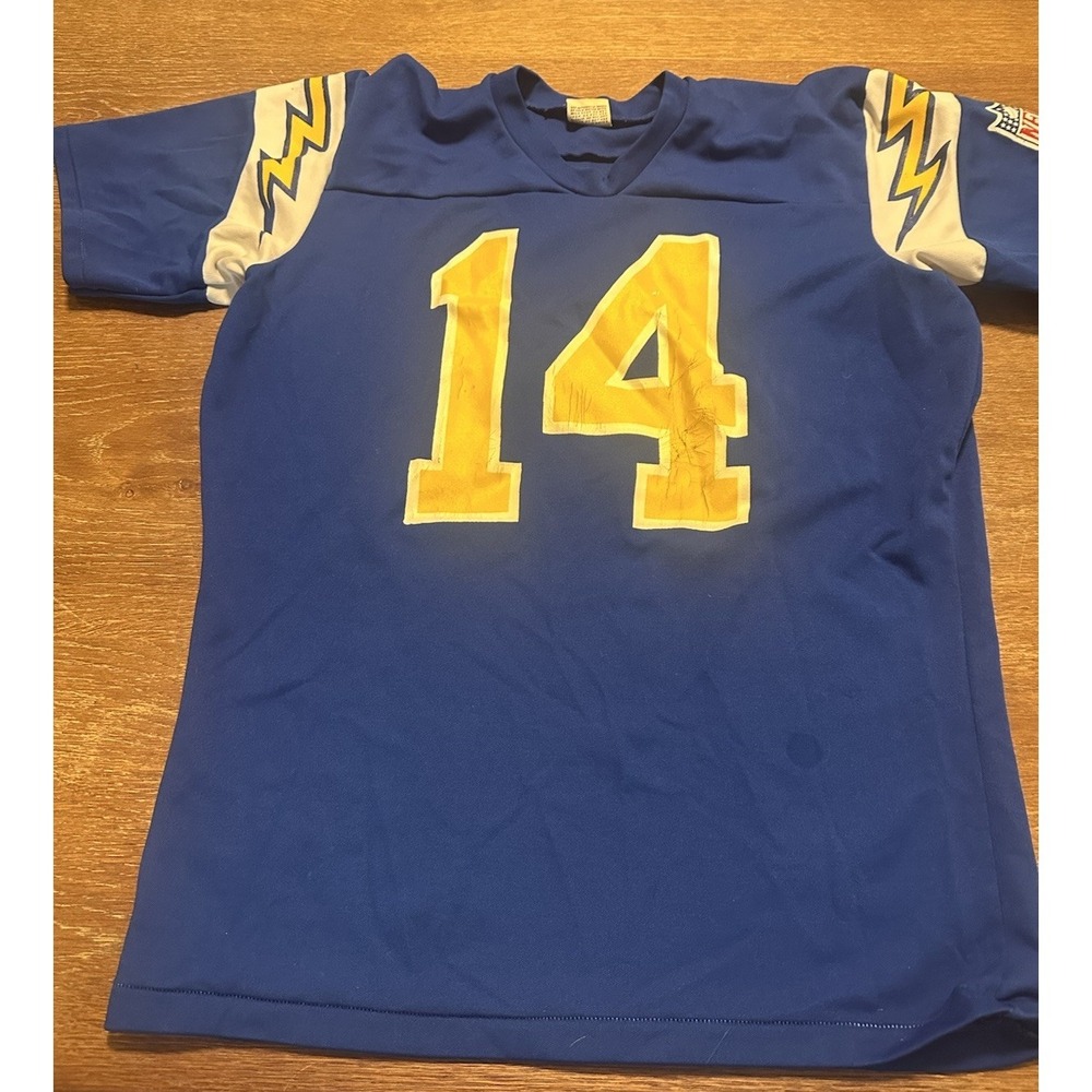 VTG Rawlings Chargers NFL Jersey Dan Fouts #14 80s USA Made Bolts L 42